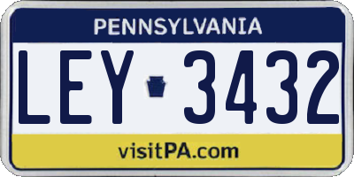 PA license plate LEY3432