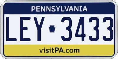 PA license plate LEY3433