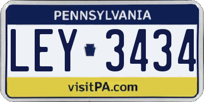 PA license plate LEY3434