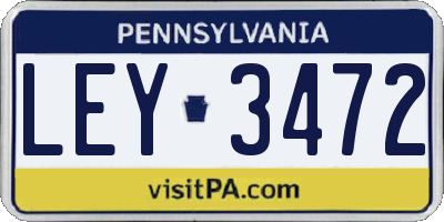 PA license plate LEY3472