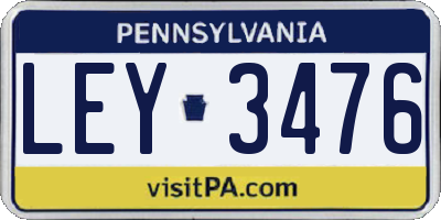 PA license plate LEY3476