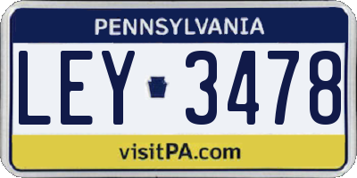 PA license plate LEY3478
