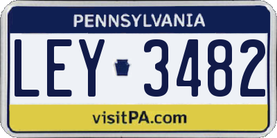 PA license plate LEY3482