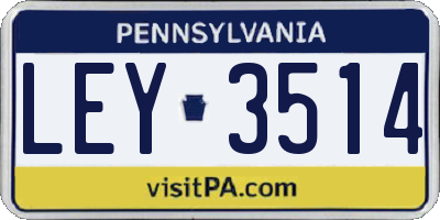 PA license plate LEY3514