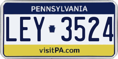 PA license plate LEY3524