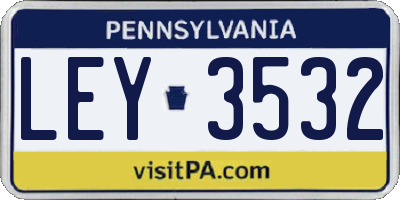 PA license plate LEY3532