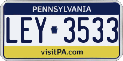 PA license plate LEY3533