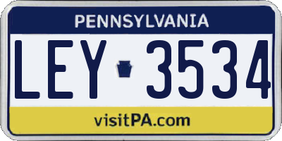 PA license plate LEY3534