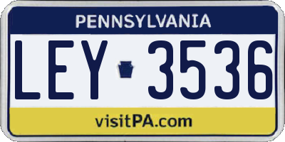 PA license plate LEY3536