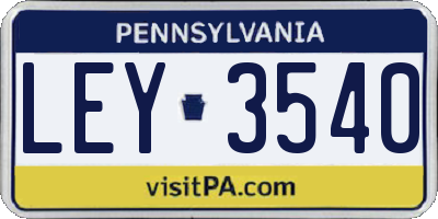 PA license plate LEY3540