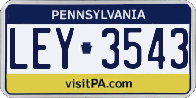 PA license plate LEY3543