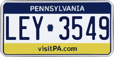 PA license plate LEY3549