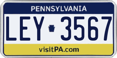 PA license plate LEY3567