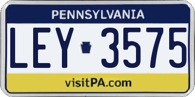 PA license plate LEY3575