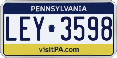 PA license plate LEY3598