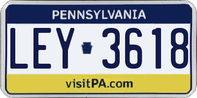 PA license plate LEY3618