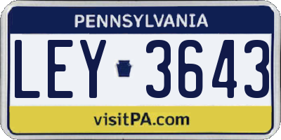 PA license plate LEY3643