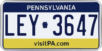 PA license plate LEY3647