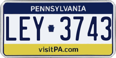 PA license plate LEY3743