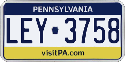 PA license plate LEY3758