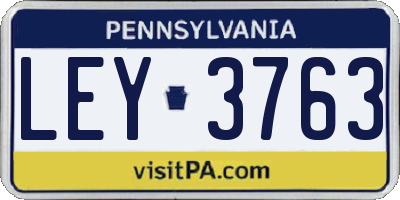 PA license plate LEY3763