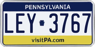 PA license plate LEY3767