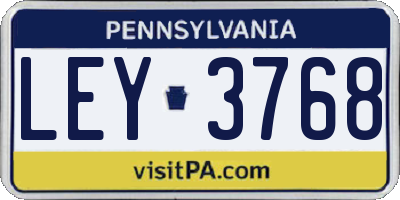 PA license plate LEY3768