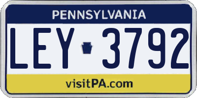 PA license plate LEY3792