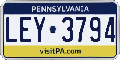 PA license plate LEY3794