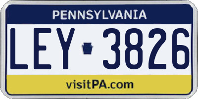 PA license plate LEY3826