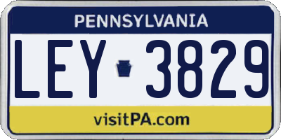 PA license plate LEY3829