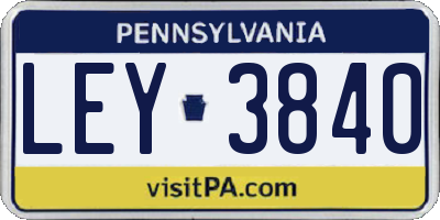 PA license plate LEY3840
