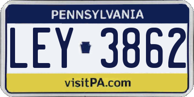 PA license plate LEY3862
