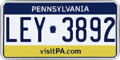 PA license plate LEY3892