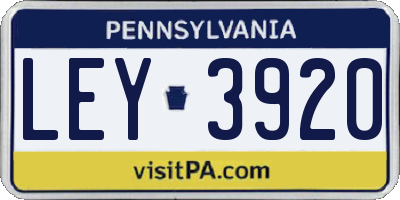 PA license plate LEY3920