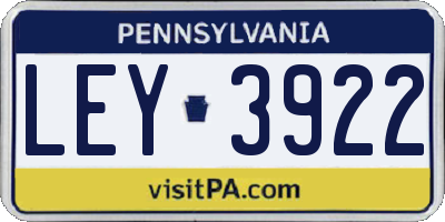 PA license plate LEY3922