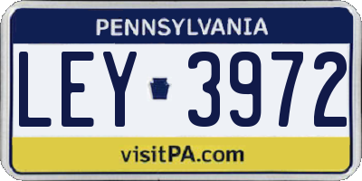 PA license plate LEY3972