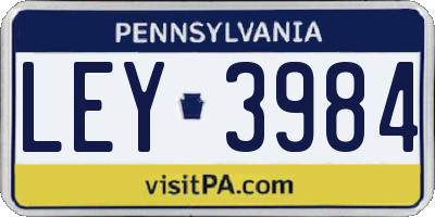 PA license plate LEY3984