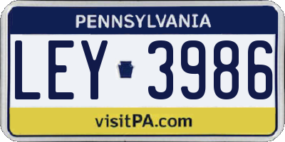 PA license plate LEY3986