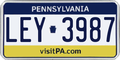 PA license plate LEY3987