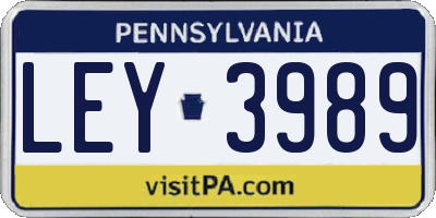 PA license plate LEY3989