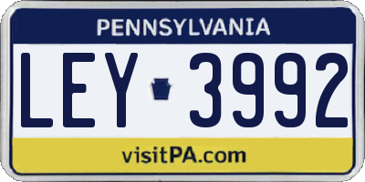 PA license plate LEY3992