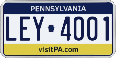 PA license plate LEY4001