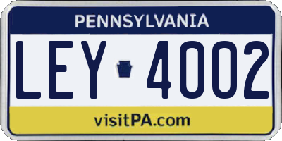 PA license plate LEY4002