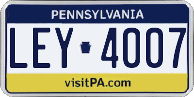 PA license plate LEY4007