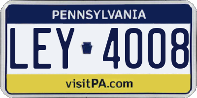 PA license plate LEY4008