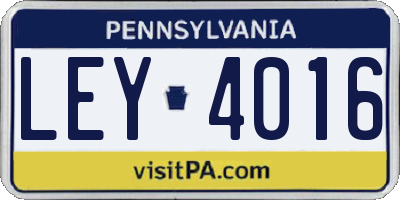 PA license plate LEY4016