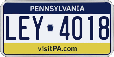 PA license plate LEY4018