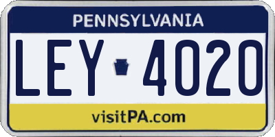 PA license plate LEY4020