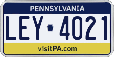 PA license plate LEY4021